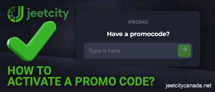 Enter Promo Code at Jeetcity Casino - Instructions