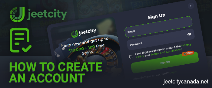 The process of registering an account at Jeetcity casino