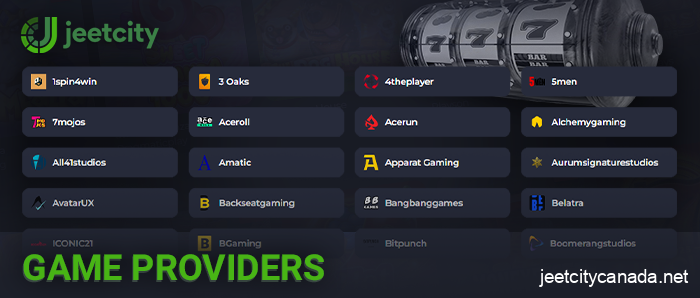 Available providers at Jeetcity Casino - 40+