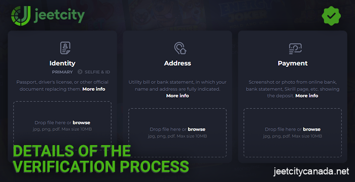 About identity verification at Jeetcity Casino - instructions