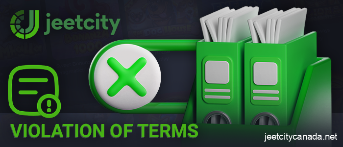About breach of terms and conditions at JeetCity online casino